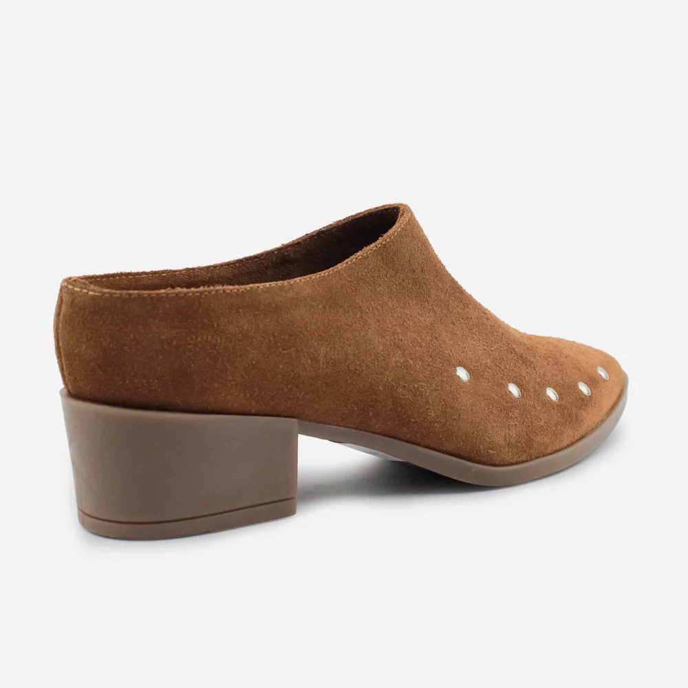 Zueco tacon matilda de cuero carnaza para mujer - Miel - Image 3
